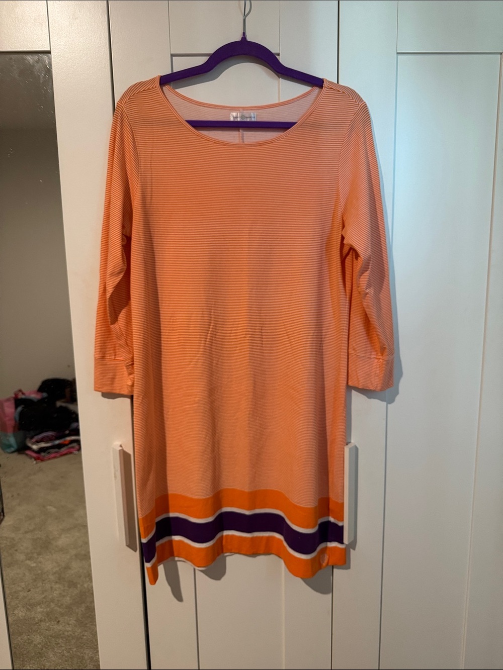 Striped Purple and Orange Shift Tunic Dress